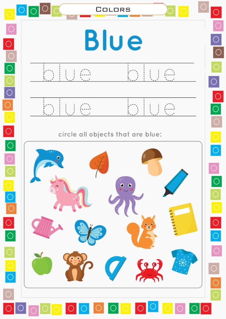 coloring worksheet blue free
