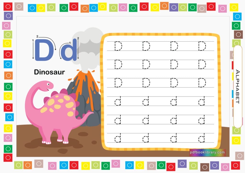 Free printable d for dinosaur worksheet