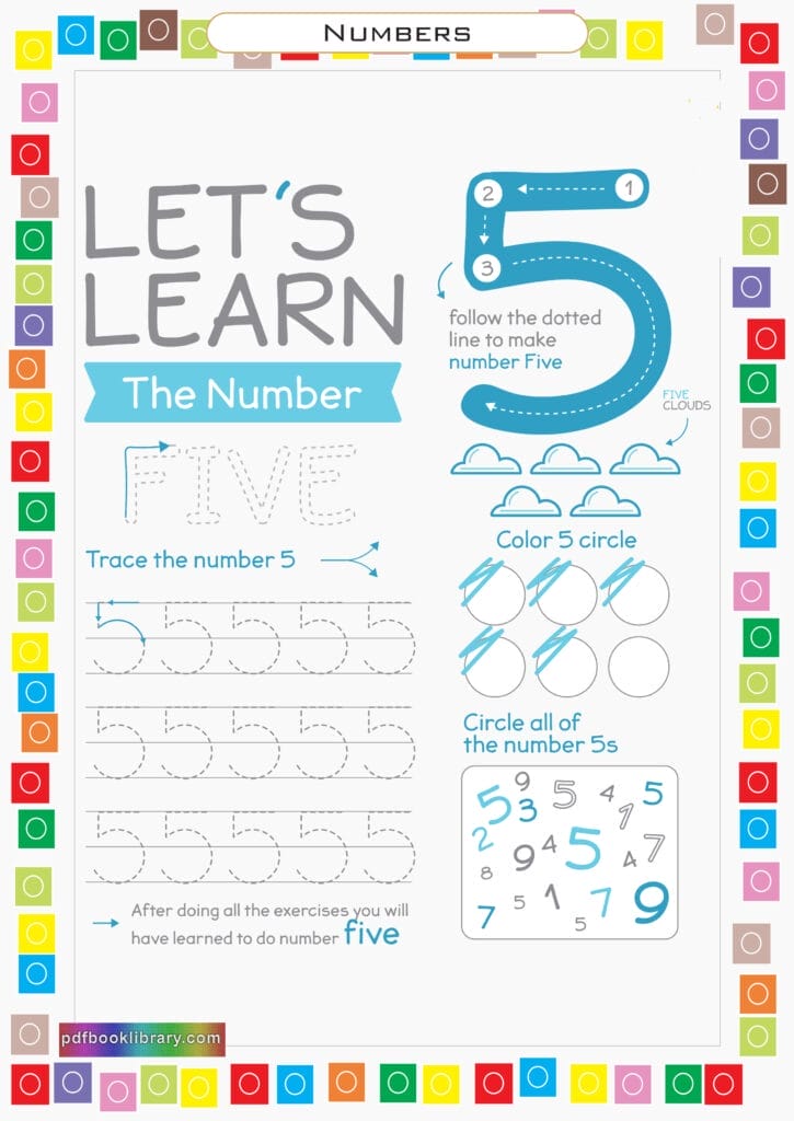 number 5 tracing worksheet free