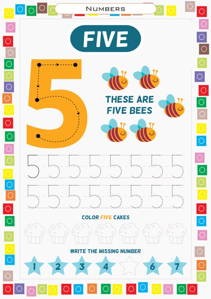 Number 5 worksheet for preschool