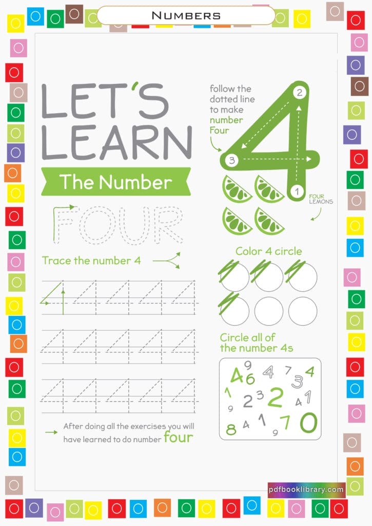 trace the number 4 worksheet