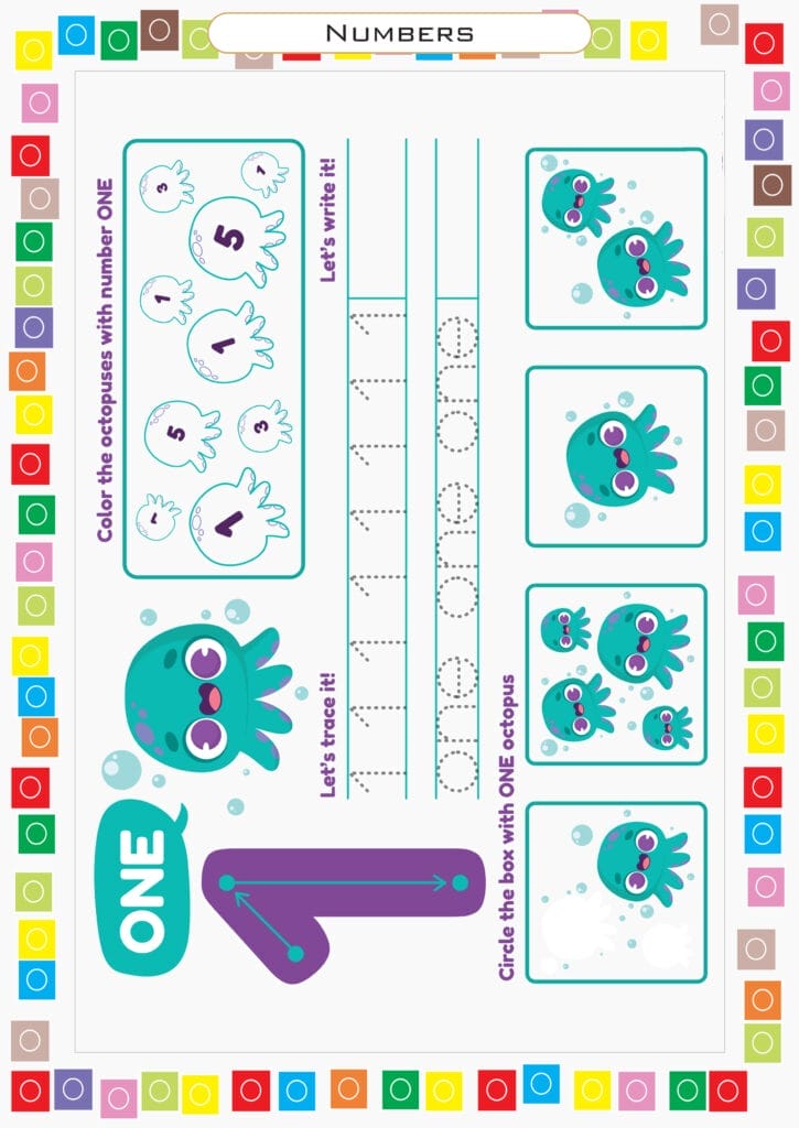 1 numbers worksheet in pdf