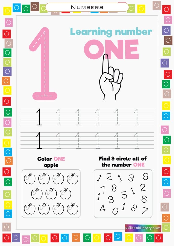 Learning number 1 worksheets pdf free download