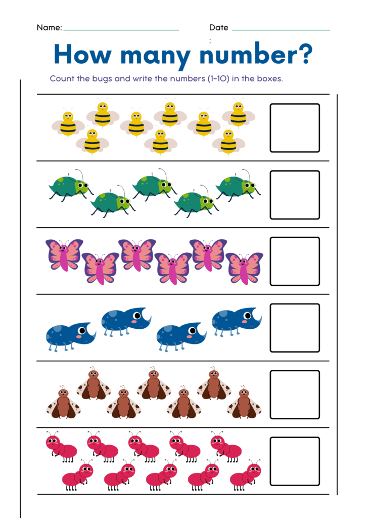 preschool number worksheets 1-10 printable free pdf