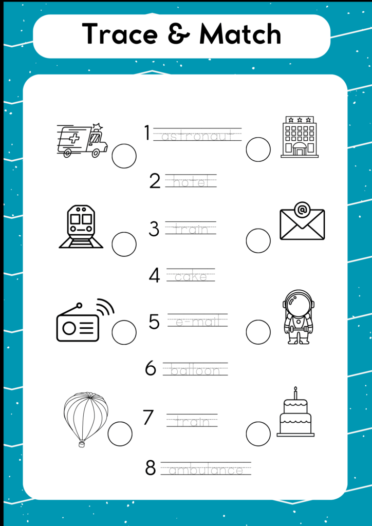 trace and match worksheets