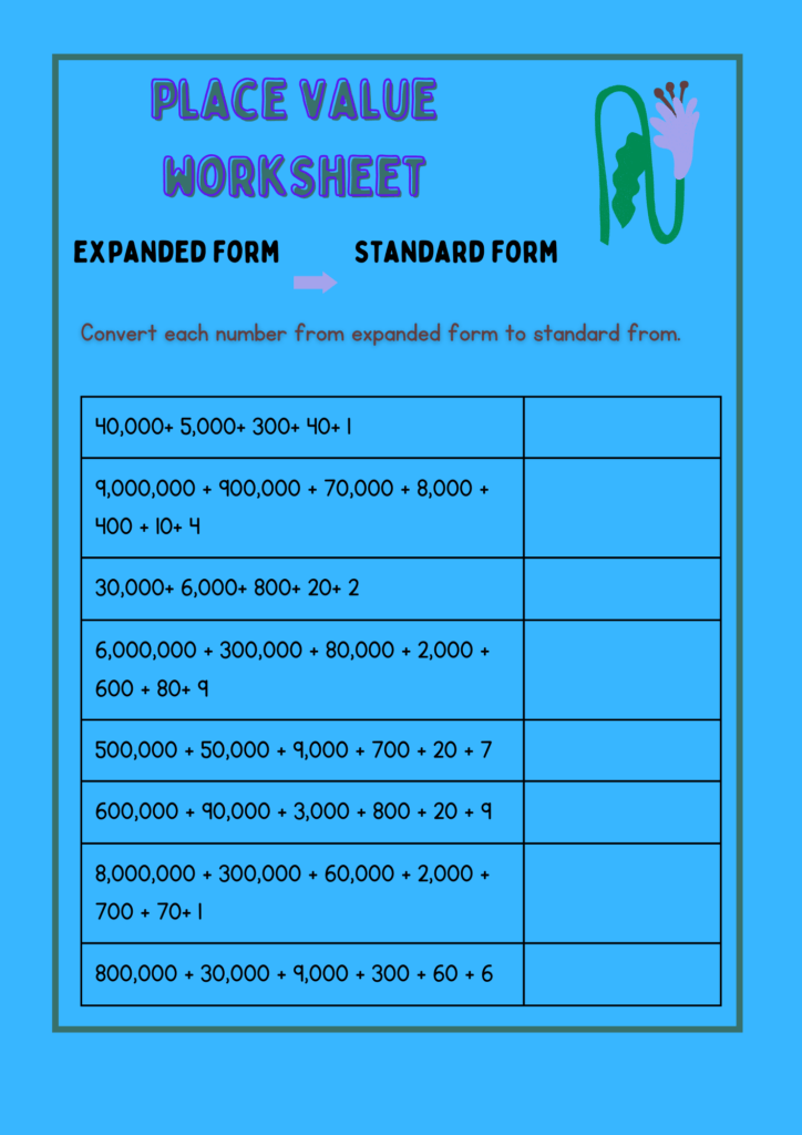 place value worksheets math